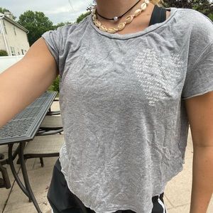 a gray semi crop top